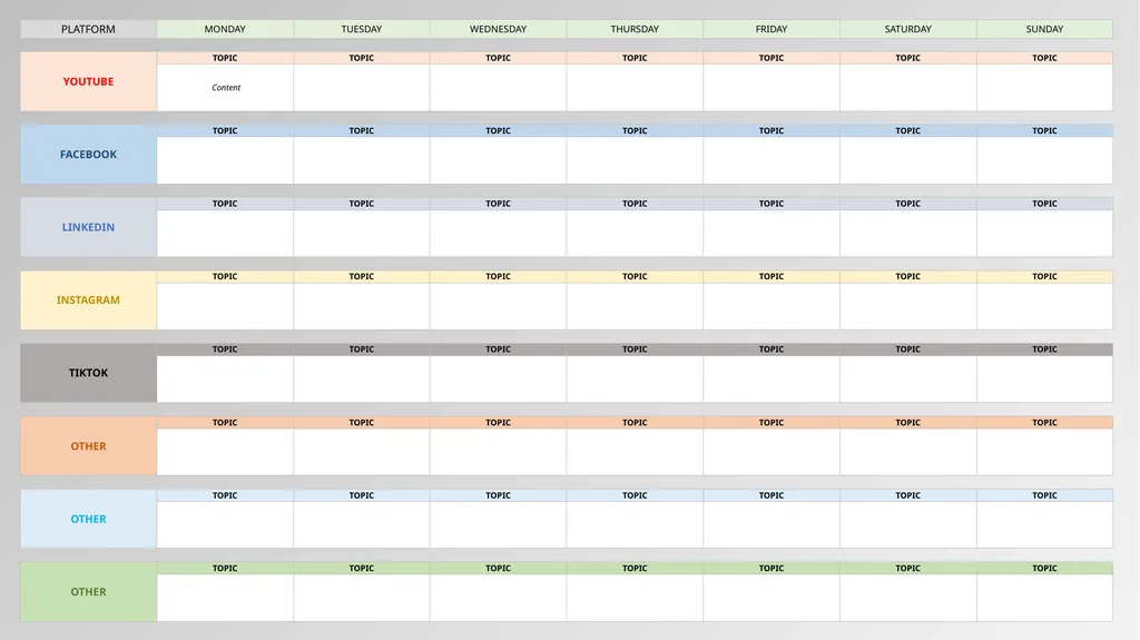 SIMPLE CONTENT CALENDAR TEMPLATE SIMPLE CONTENT - slide 2 of 3