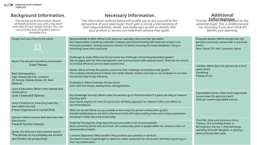 PERSONA DEVELOPMENT DOWNLOADABLE TEMPLATE A buyer - slide 7 of 14