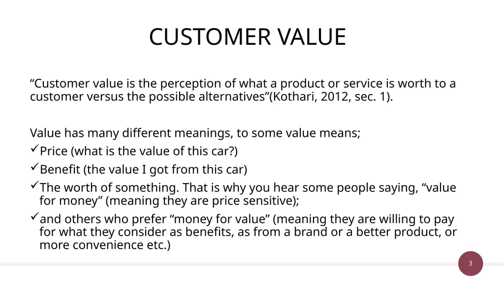 Unit 38 & 50: Customer Value Management P1 Explain - slide 3 of 28