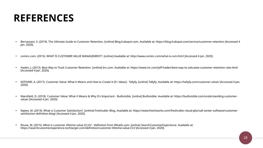 Unit 38 & 50: Customer Value Management P1 Explain - slide 28 of 28