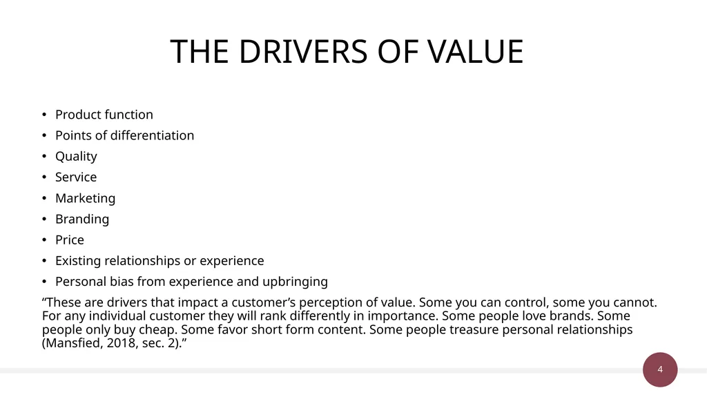 Unit 38 & 50: Customer Value Management P1 Explain - slide 4 of 28
