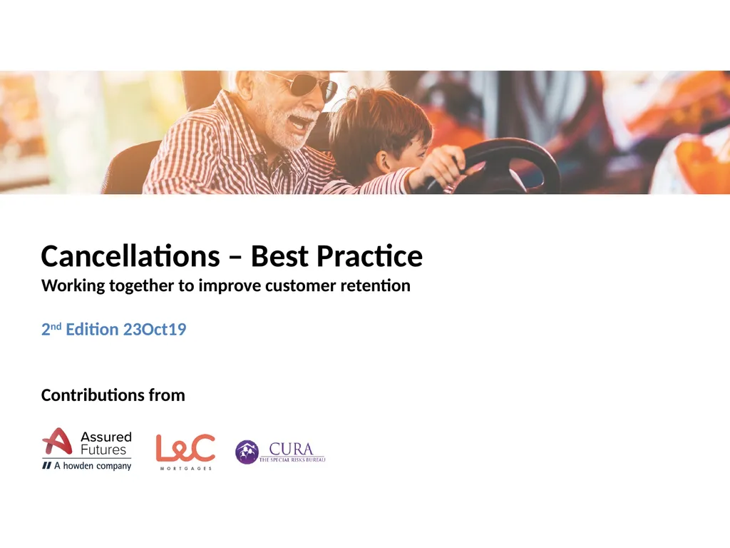 Cancellations – Best Practice Working together to - slide 1 of 17