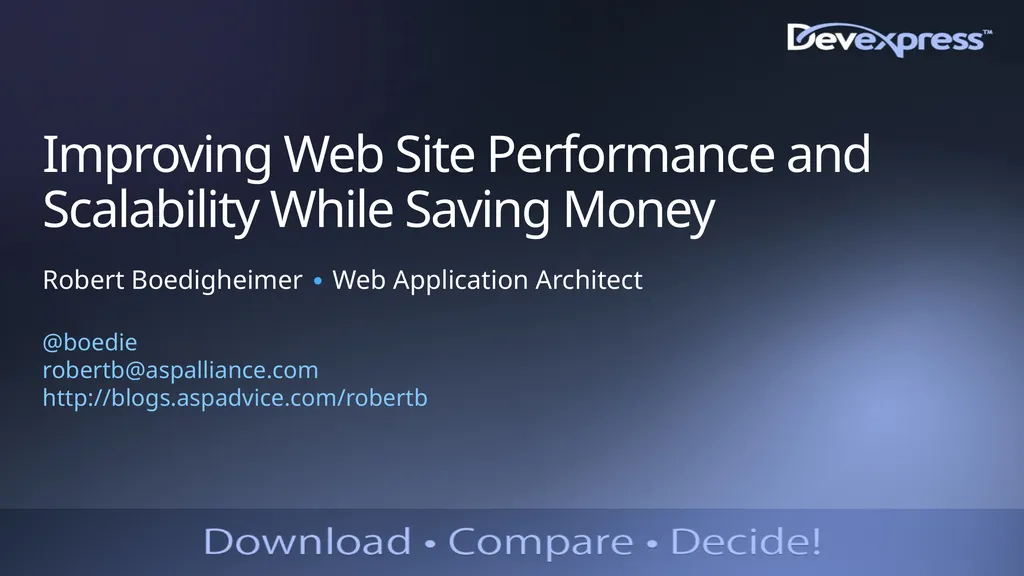 Improving Web Site Performance and Scalability - slide 1 of 27