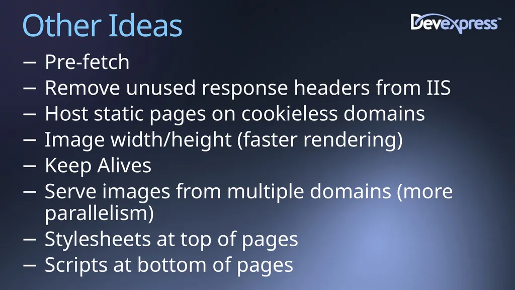 Improving Web Site Performance and Scalability - slide 25 of 27
