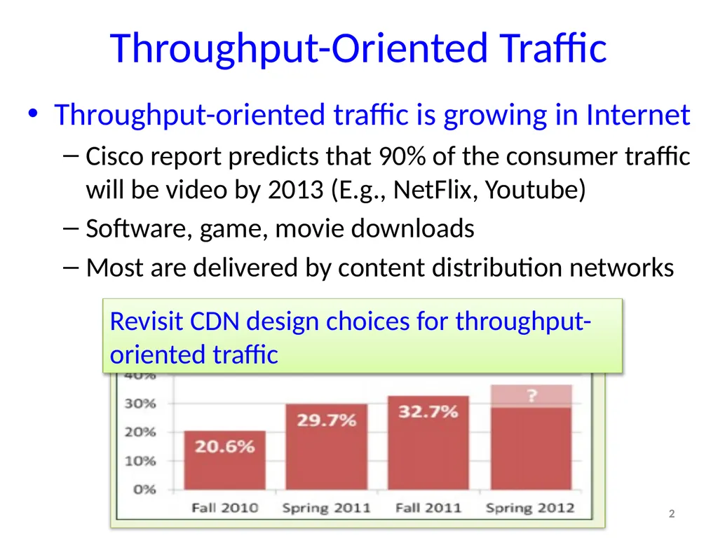 Tradeoffs in CDN Designs for Throughput Oriented - slide 2 of 27
