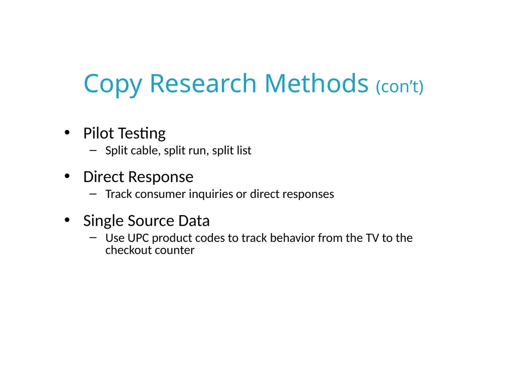 Advertising & Promotion Research 7 Objectives - slide 19 of 24