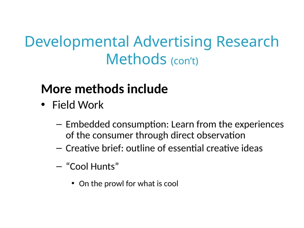 Advertising & Promotion Research 7 Objectives - slide 10 of 24