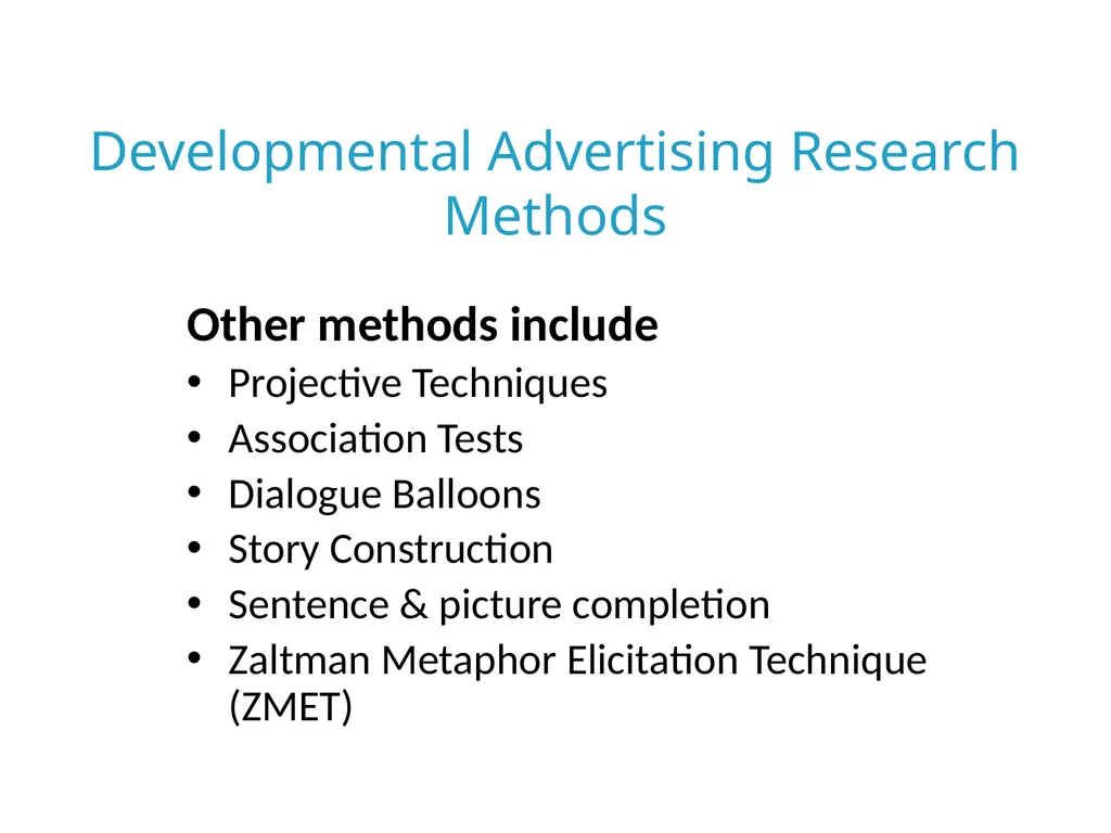 Advertising & Promotion Research 7 Objectives - slide 9 of 24
