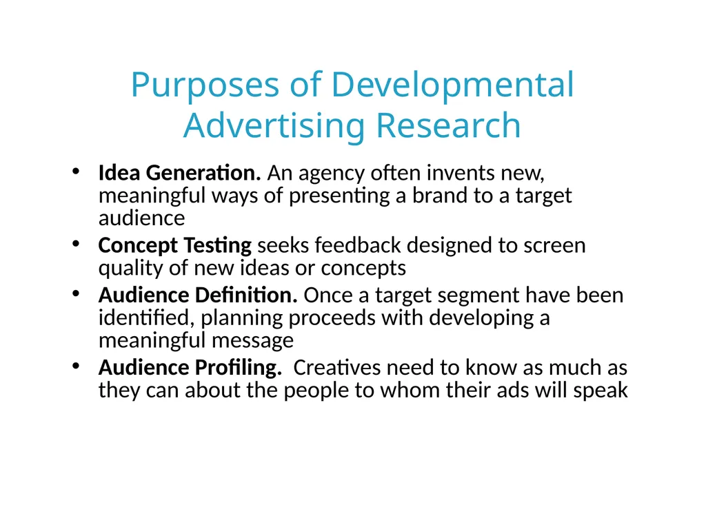 Advertising & Promotion Research 7 Objectives - slide 6 of 24