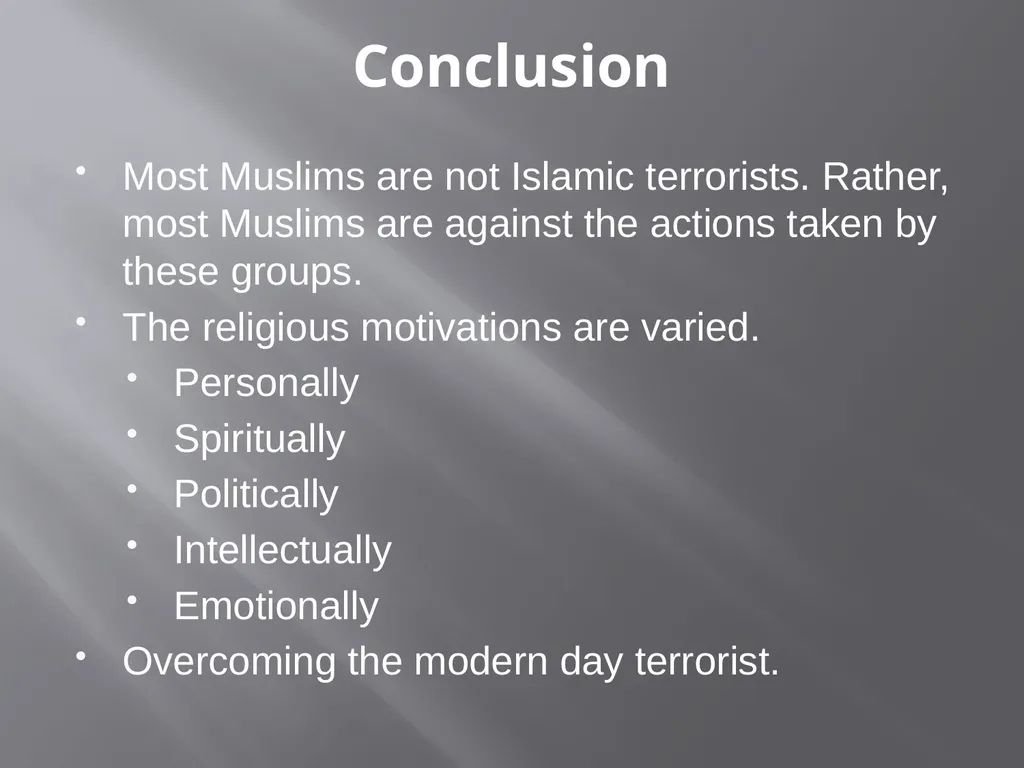 The motivation behind terrorism religious - slide 17 of 19