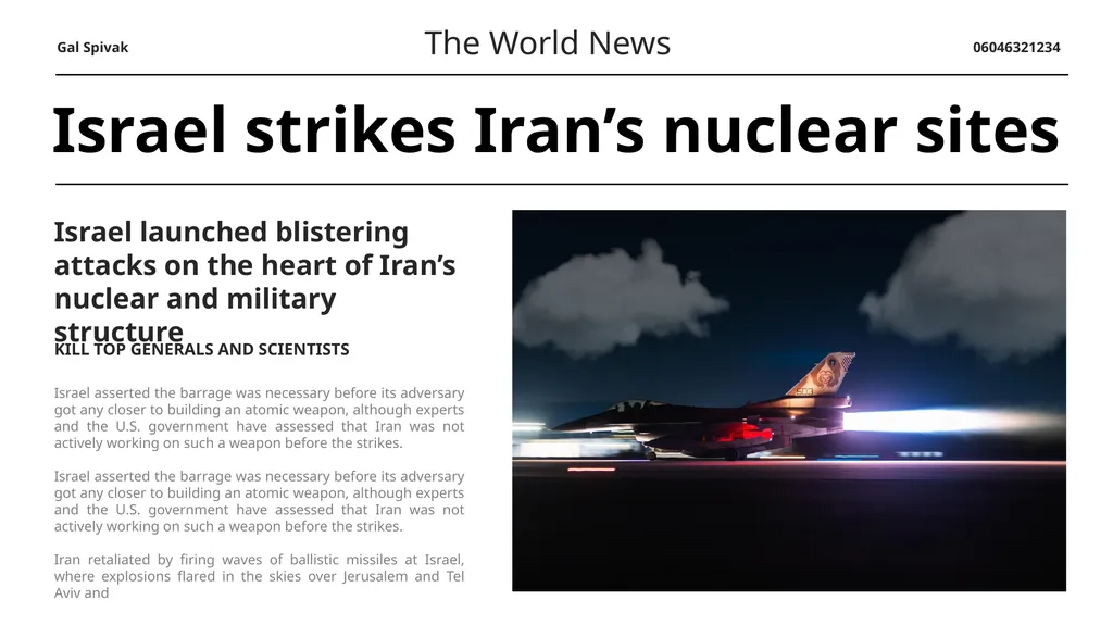 The World News Israel strikes Iran’s nuclear sites