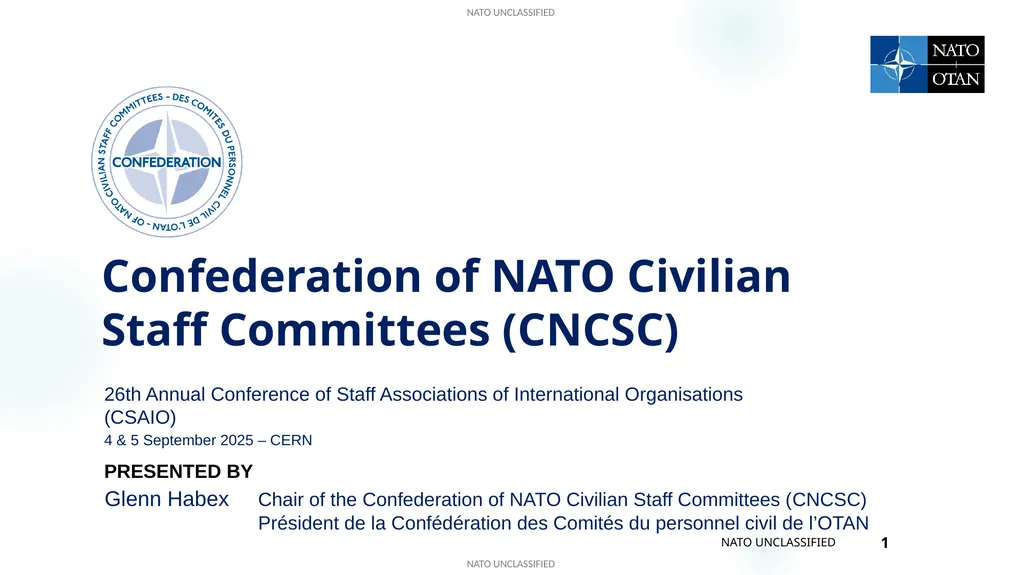 Confederation of NATO Civilian Staff Committees - slide 1 of 14