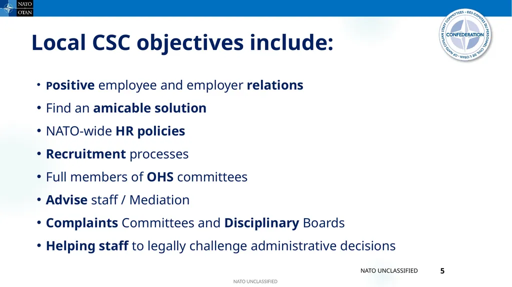 Confederation of NATO Civilian Staff Committees - slide 5 of 14