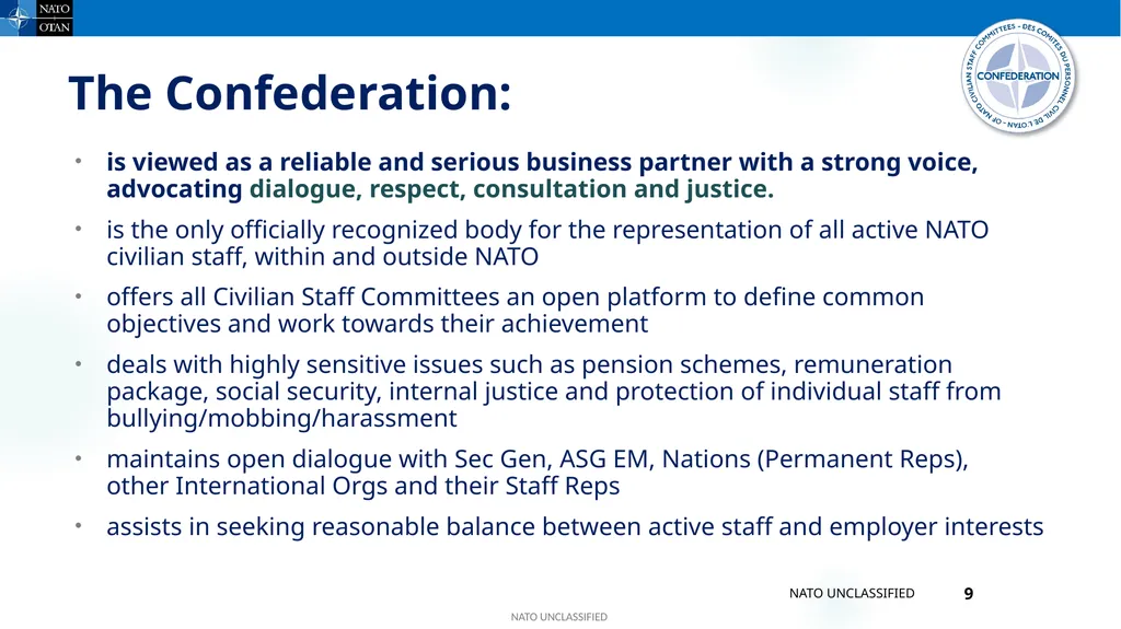 Confederation of NATO Civilian Staff Committees - slide 9 of 14