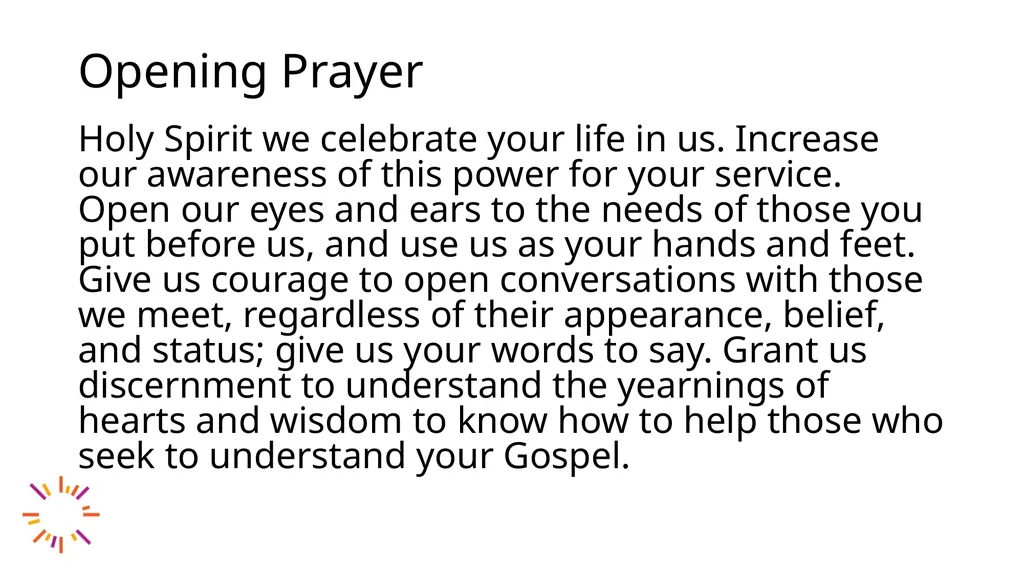A Time of Prayer: Listening for Divine Sparks in - slide 2 of 35