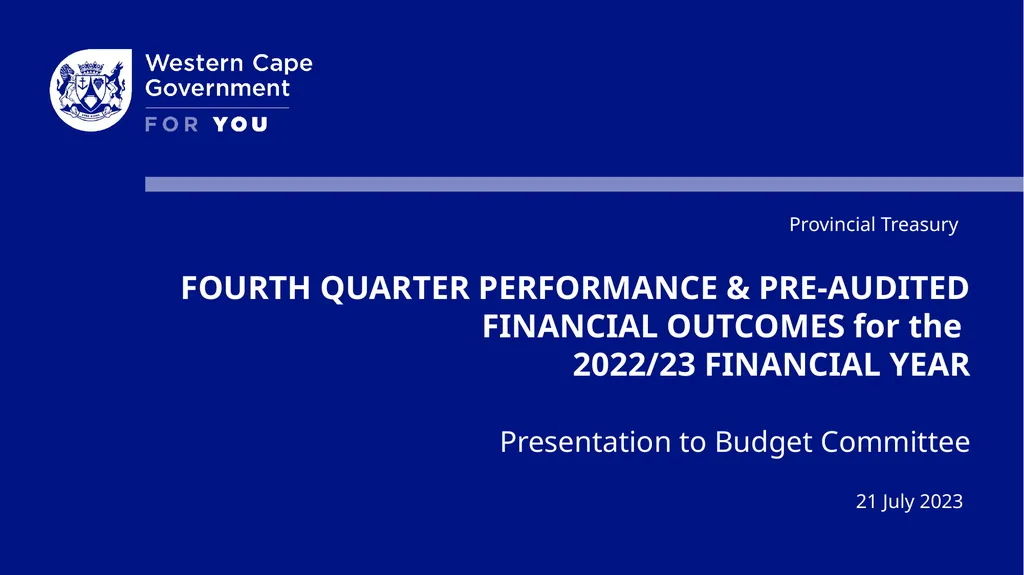 FOURTH QUARTER PERFORMANCE & PRE-AUDITED FINANCIAL - slide 1 of 31