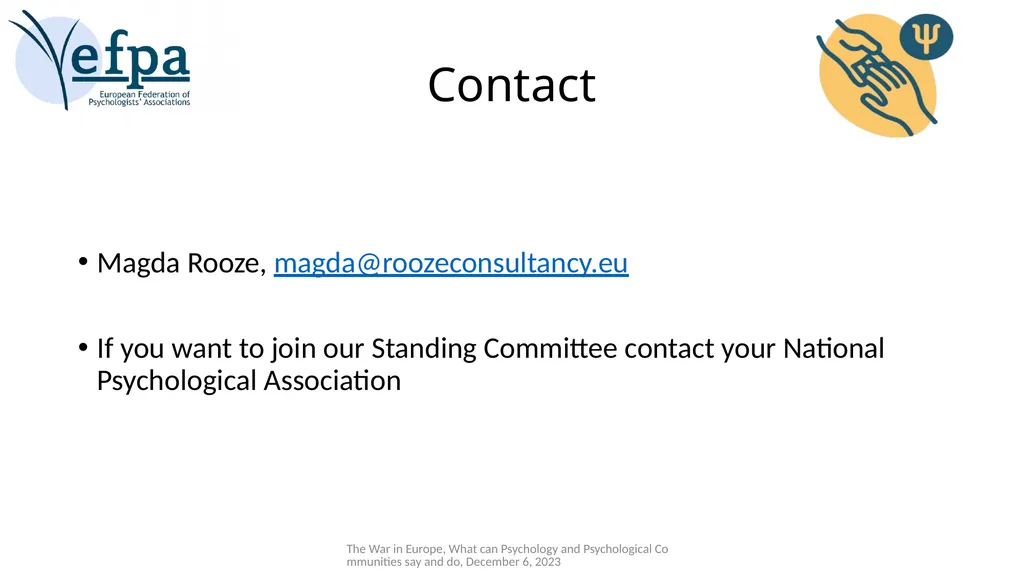Standing Committee Crisis, Disaster and Trauma - slide 11 of 11