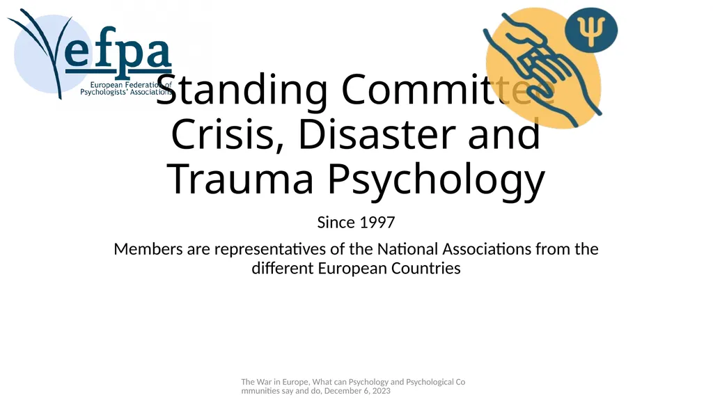 Standing Committee Crisis, Disaster and Trauma - slide 1 of 11