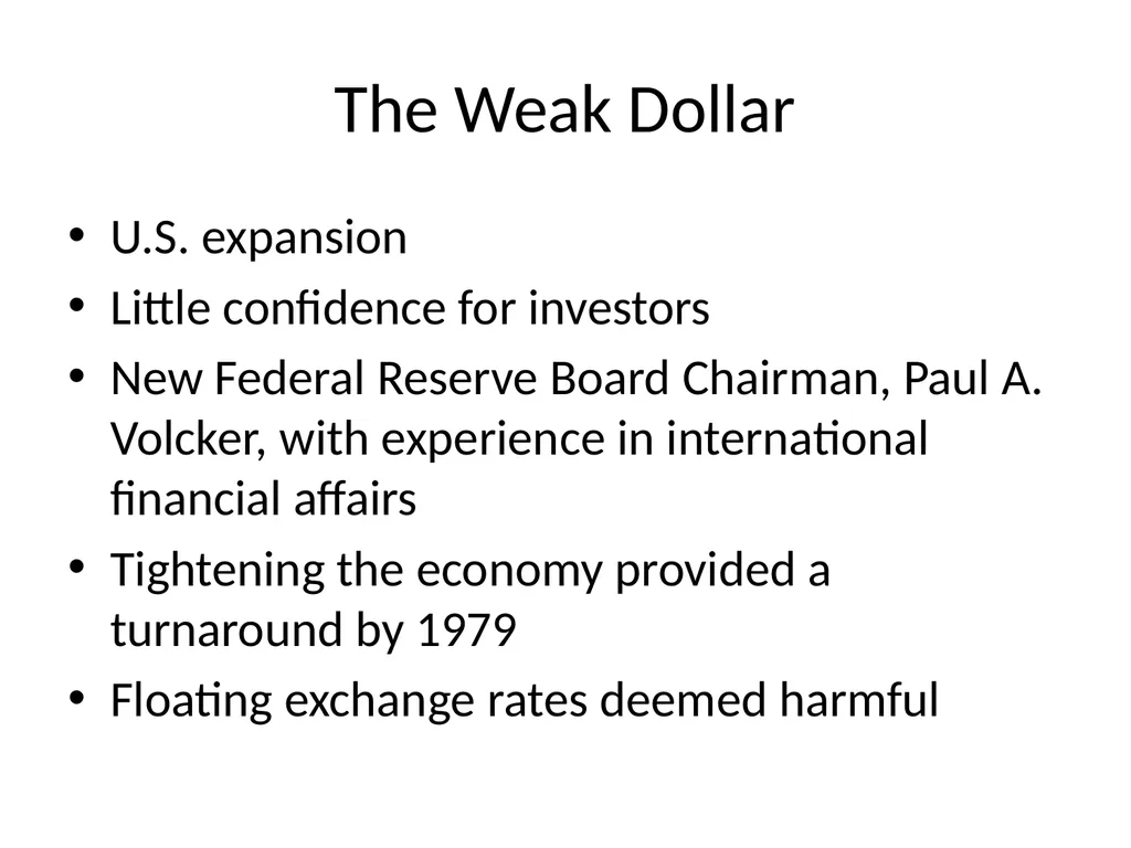 Exchange Rate Experience Between the Oil Shocks, - slide 8 of 11