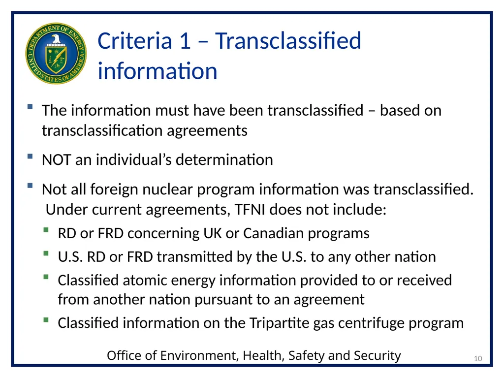 1 Transclassified Foreign Nuclear Information - slide 10 of 24