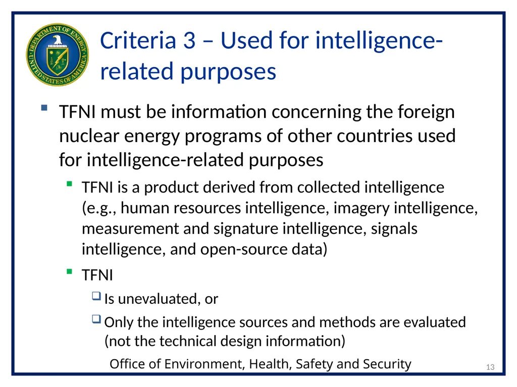 1 Transclassified Foreign Nuclear Information - slide 13 of 24