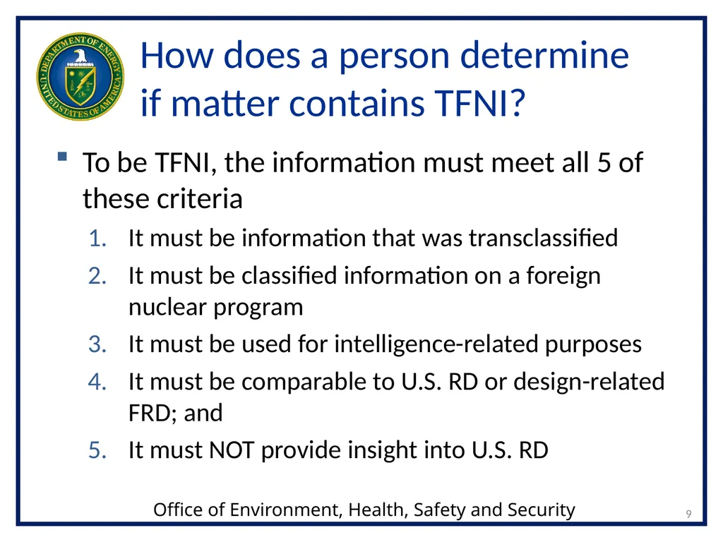 1 Transclassified Foreign Nuclear Information - slide 9 of 24
