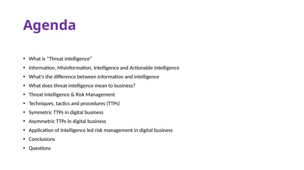 Threat Intelligence A quick glace at Intelligence - slide 3 of 18