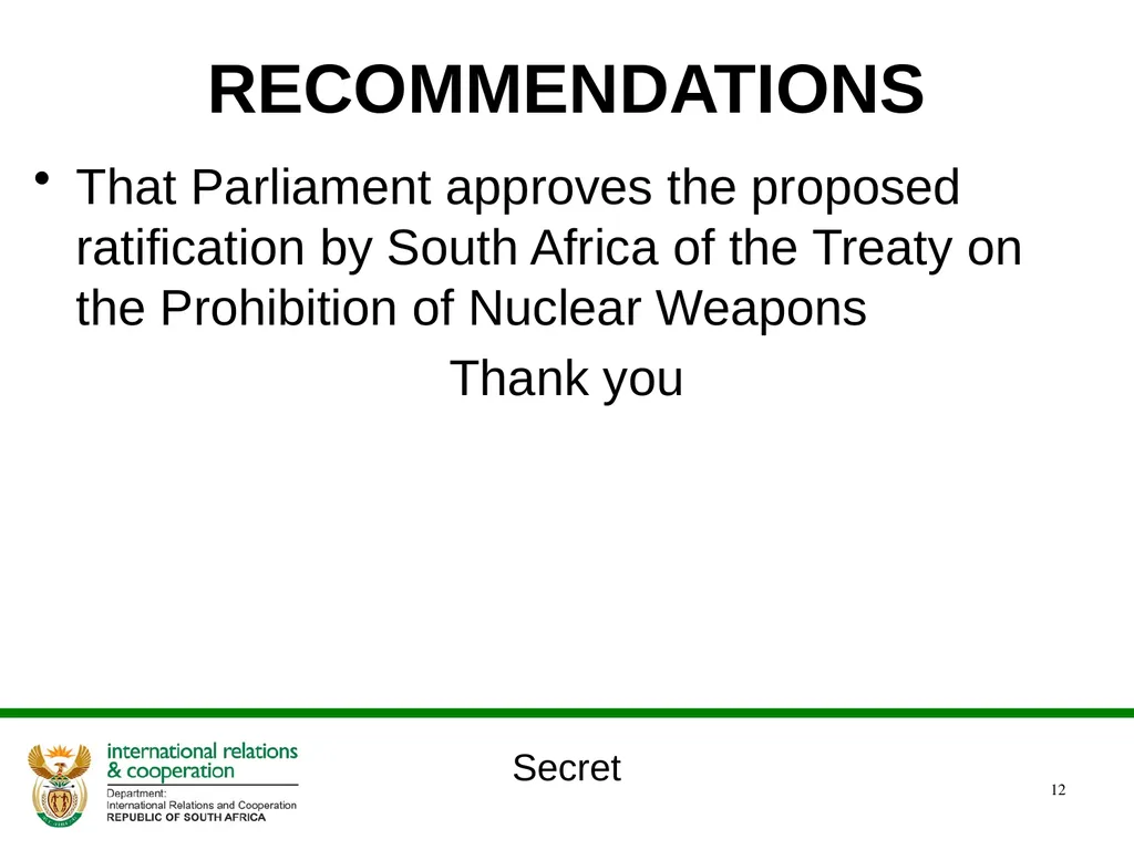 Presentation to SELECT committee on international - slide 12 of 12