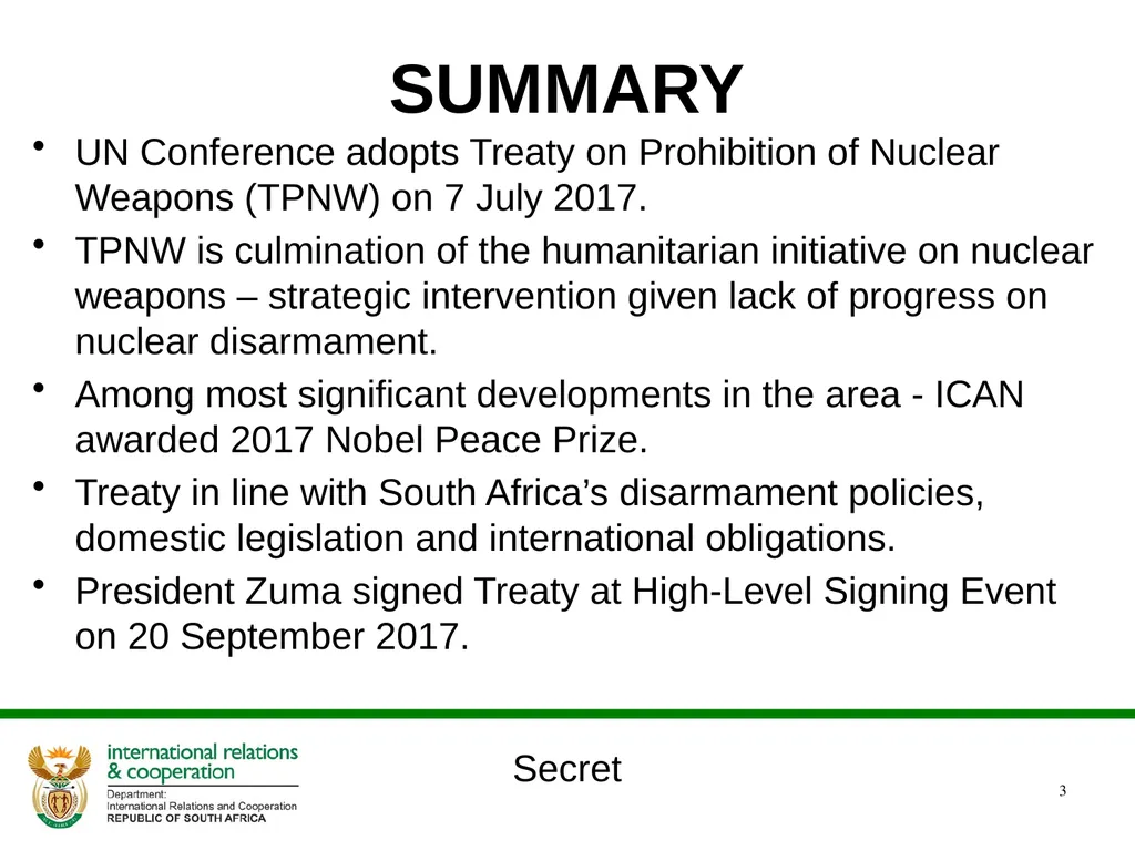 Presentation to SELECT committee on international - slide 3 of 12