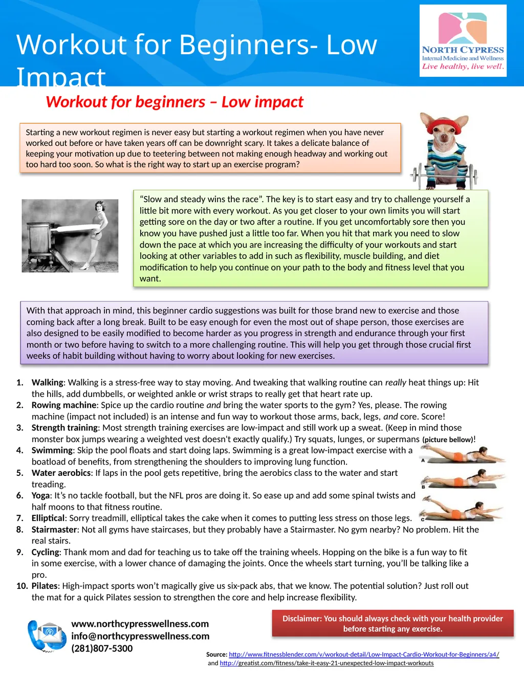Workout for beginners – Low impact Starting a new