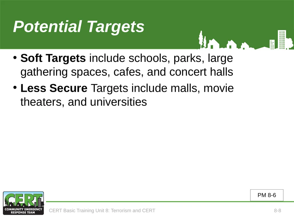 CERT Basic Training Terrorism and CERT CERT Basic - slide 10 of 22