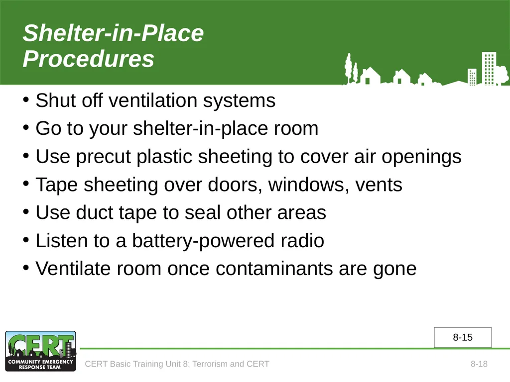 CERT Basic Training Terrorism and CERT CERT Basic - slide 20 of 22