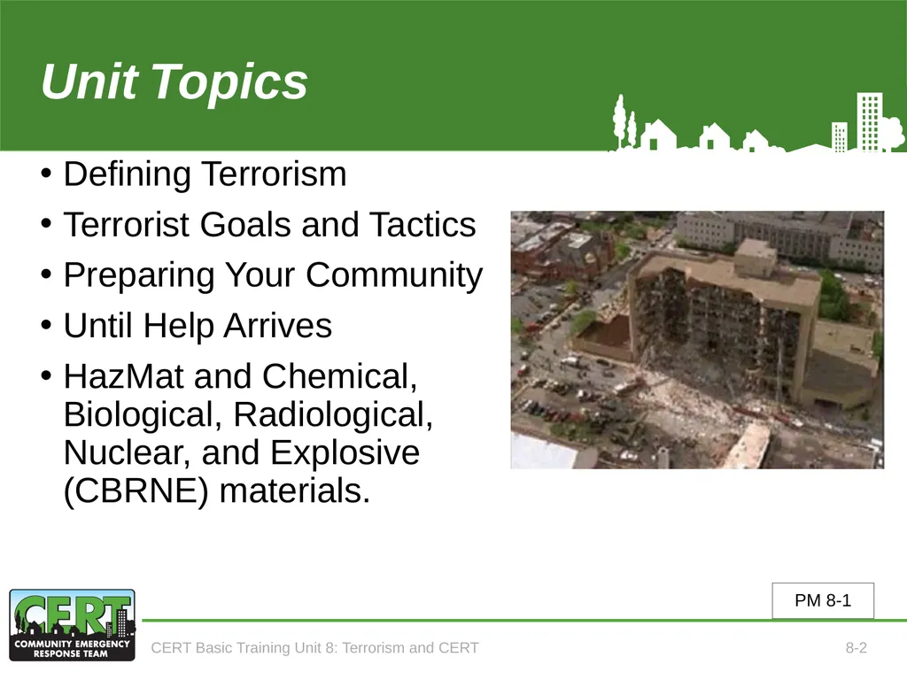 CERT Basic Training Terrorism and CERT CERT Basic - slide 4 of 22