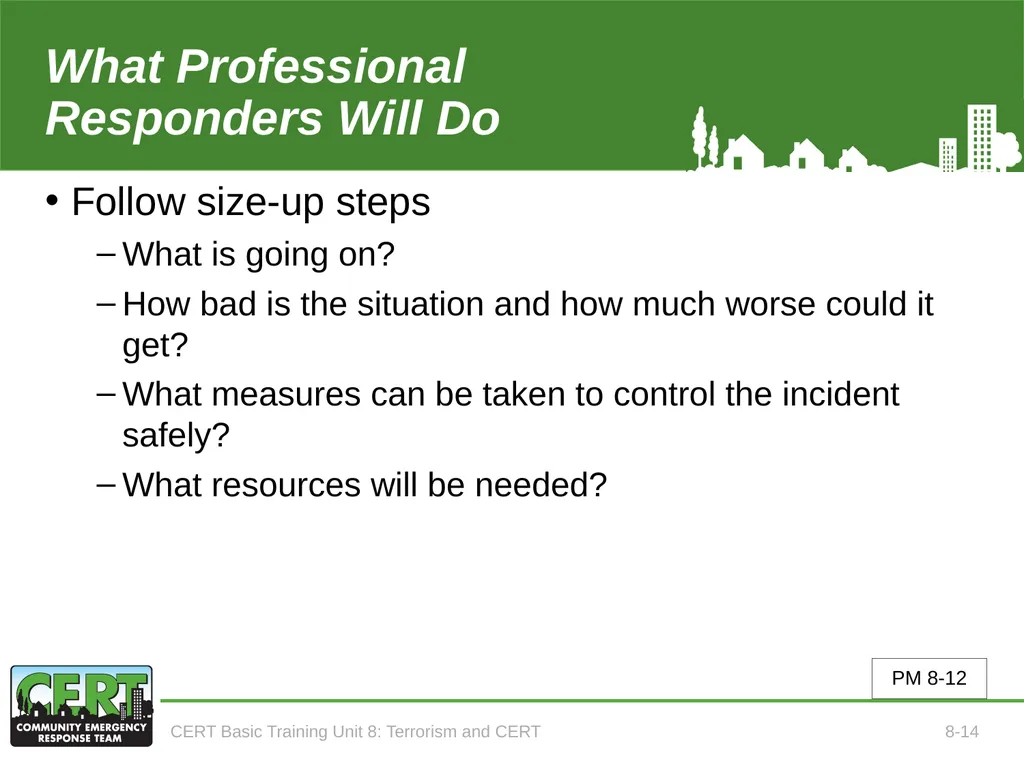 CERT Basic Training Terrorism and CERT CERT Basic - slide 16 of 22