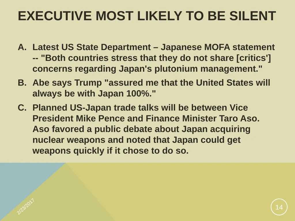 Washington's view of Japan’s Plutonium Program A - slide 14 of 28