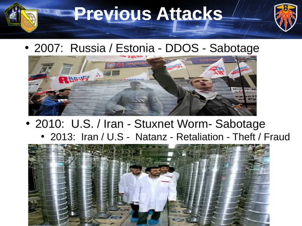Cyber-Warfare: The Future is Now! Agenda BLUF - - slide 9 of 14