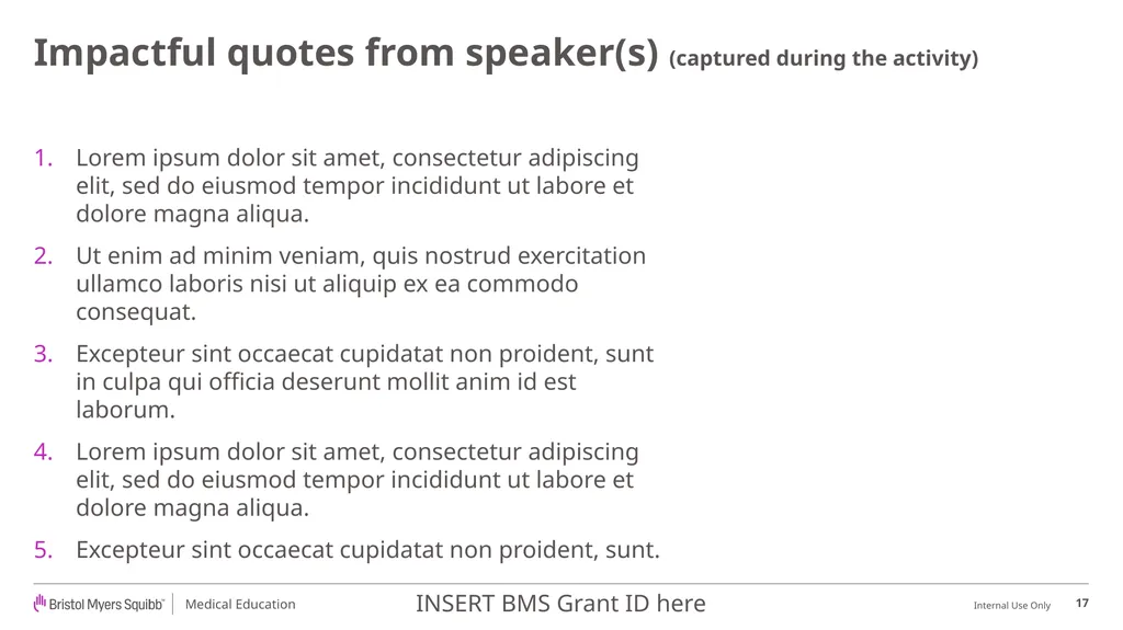 BMS Medical Education Outcomes Report Template - slide 17 of 18