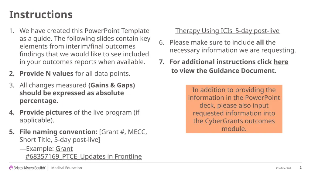 BMS Medical Education Outcomes Report Template - slide 2 of 18
