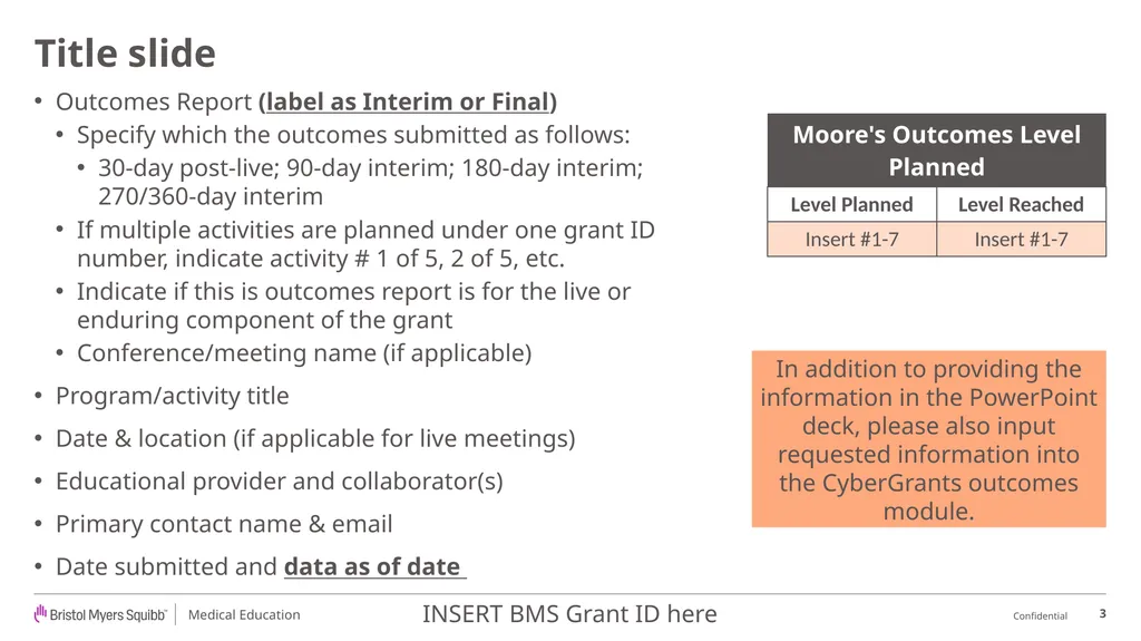 BMS Medical Education Outcomes Report Template - slide 3 of 18
