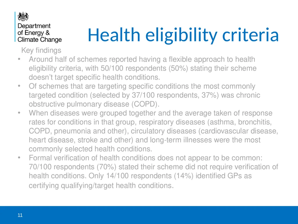 DECC and NEA survey to catalogue health-related - slide 11 of 23