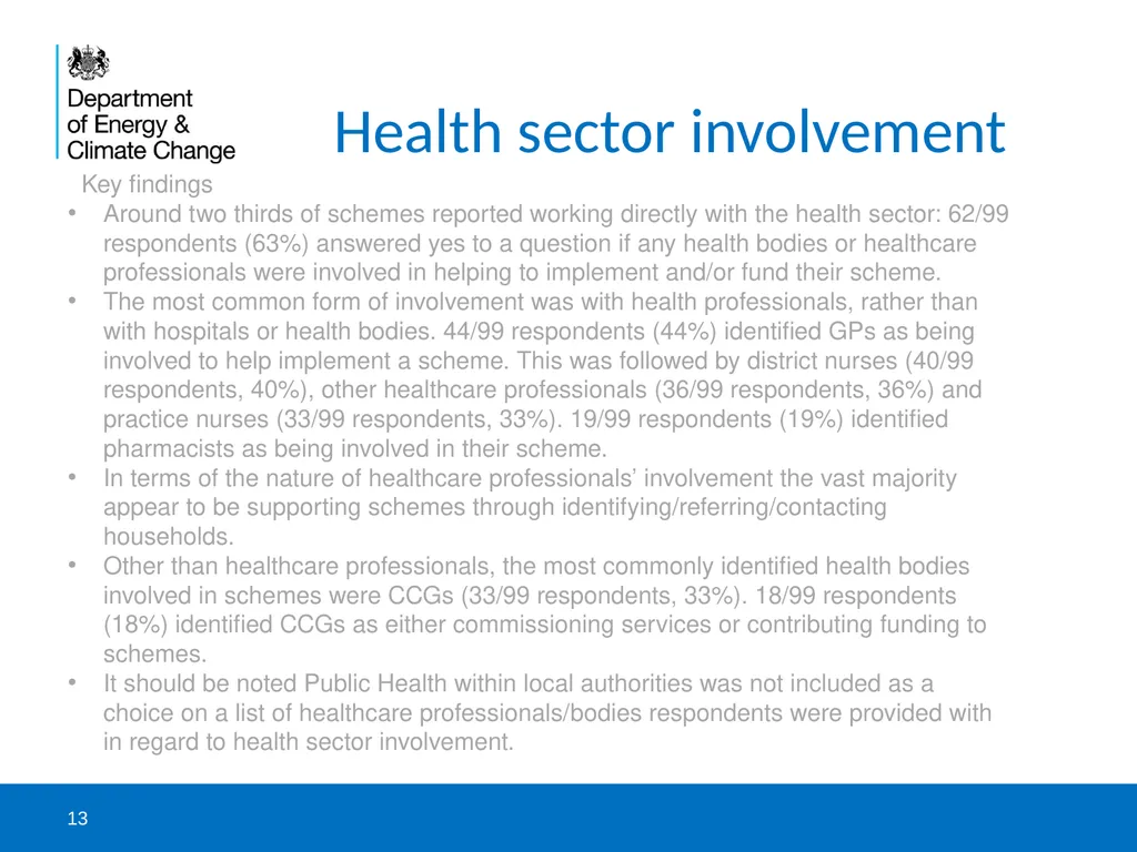DECC and NEA survey to catalogue health-related - slide 13 of 23