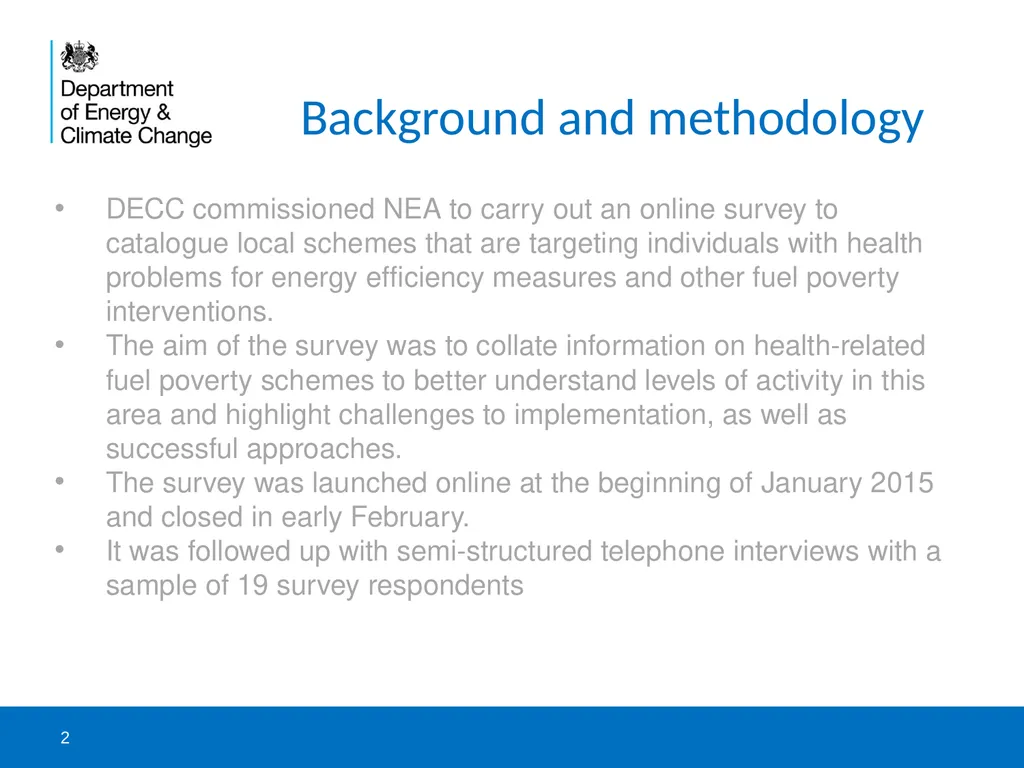 DECC and NEA survey to catalogue health-related - slide 2 of 23