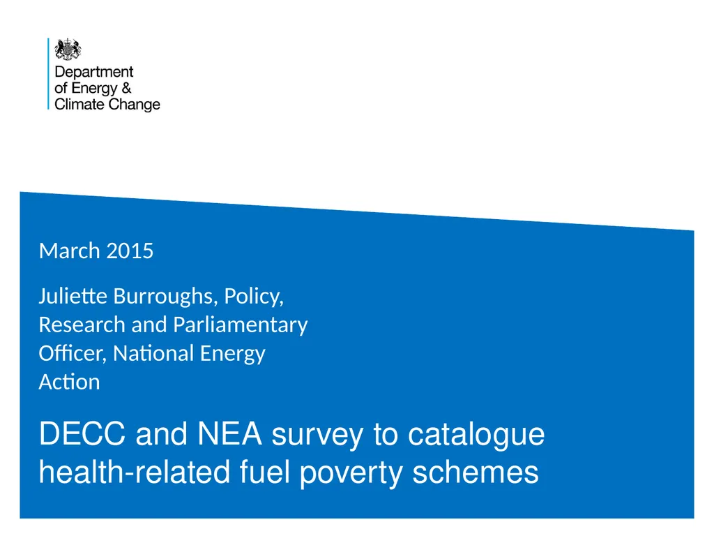 DECC and NEA survey to catalogue health-related - slide 1 of 23