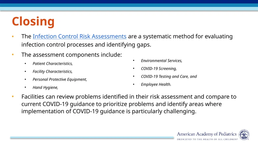 Infection Prevention and Control: Risk Recognition - slide 20 of 21