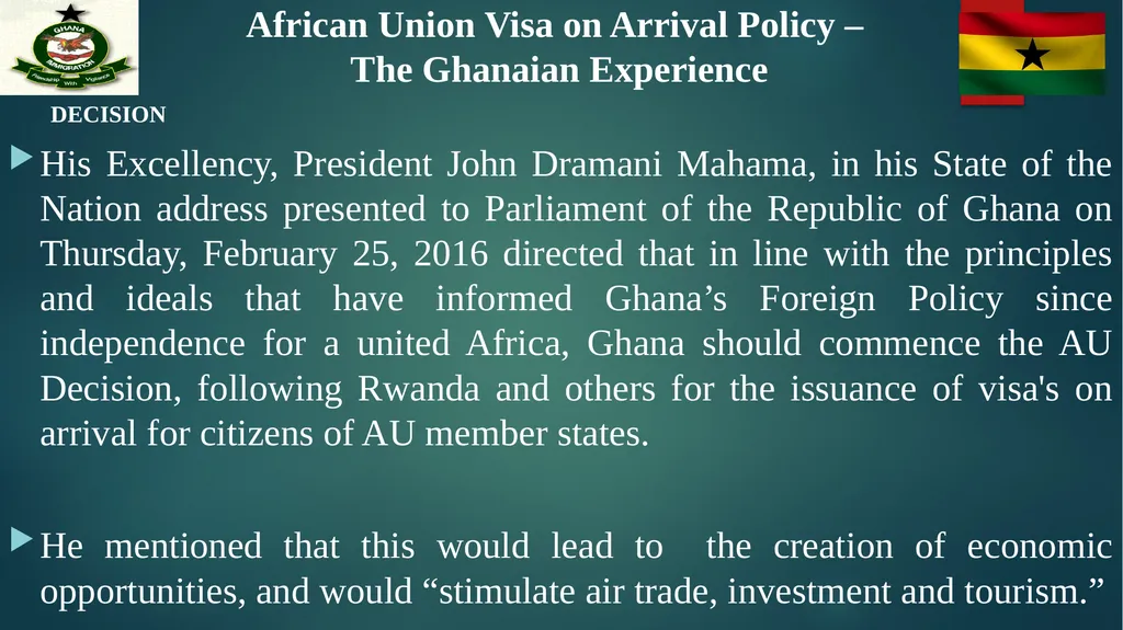 African Union Visa on Arrival Policy – The - slide 5 of 15