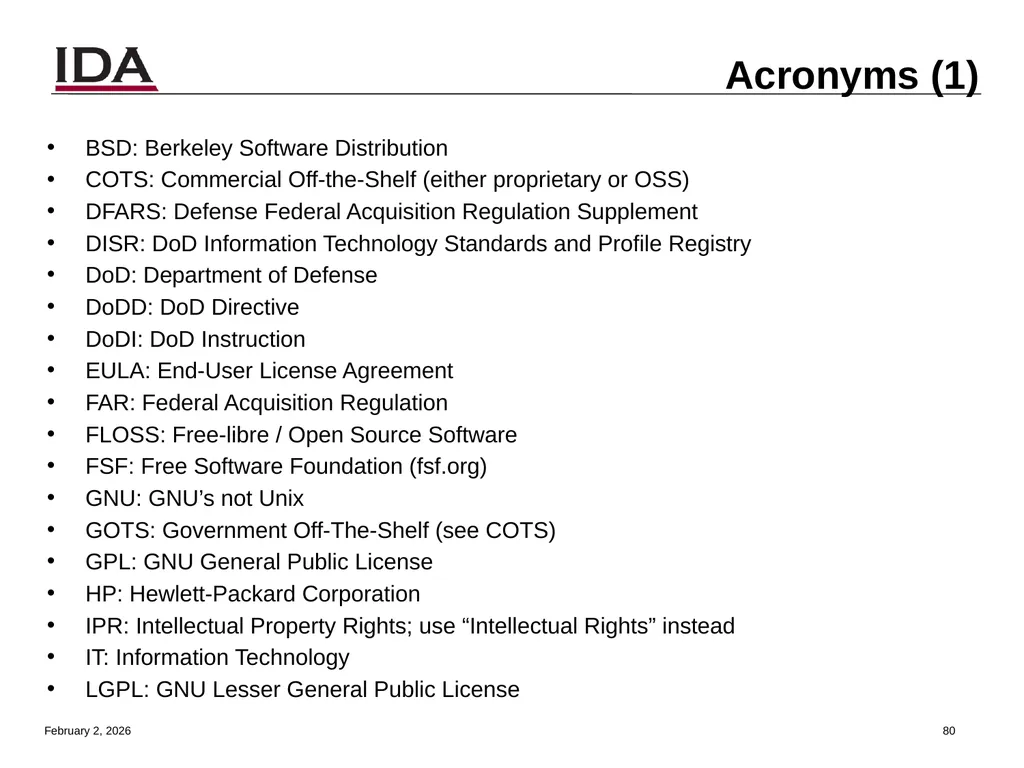 How to Open Source Dr. David A. Wheeler dwheeler @ - slide 80 of 82