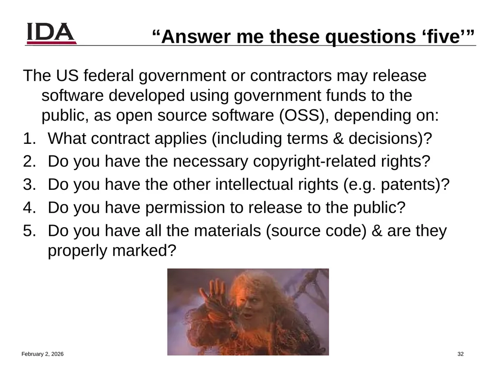 How to Open Source Dr. David A. Wheeler dwheeler @ - slide 32 of 82