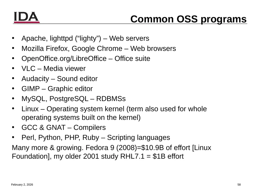 How to Open Source Dr. David A. Wheeler dwheeler @ - slide 58 of 82