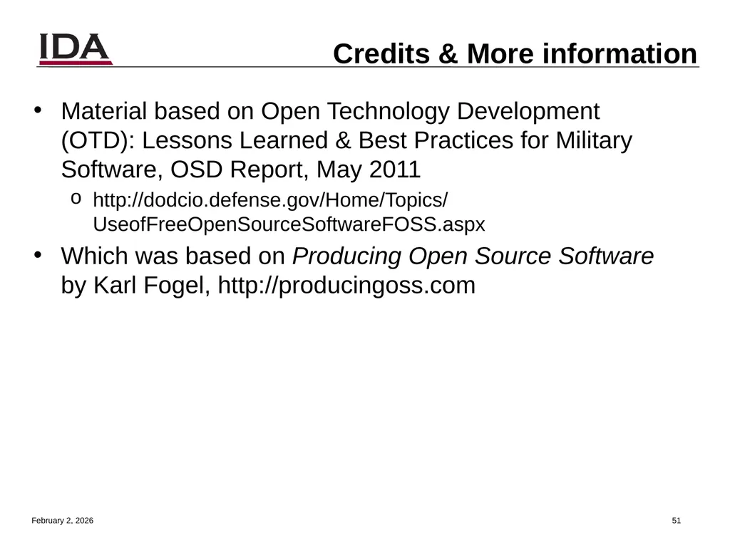 How to Open Source Dr. David A. Wheeler dwheeler @ - slide 51 of 82