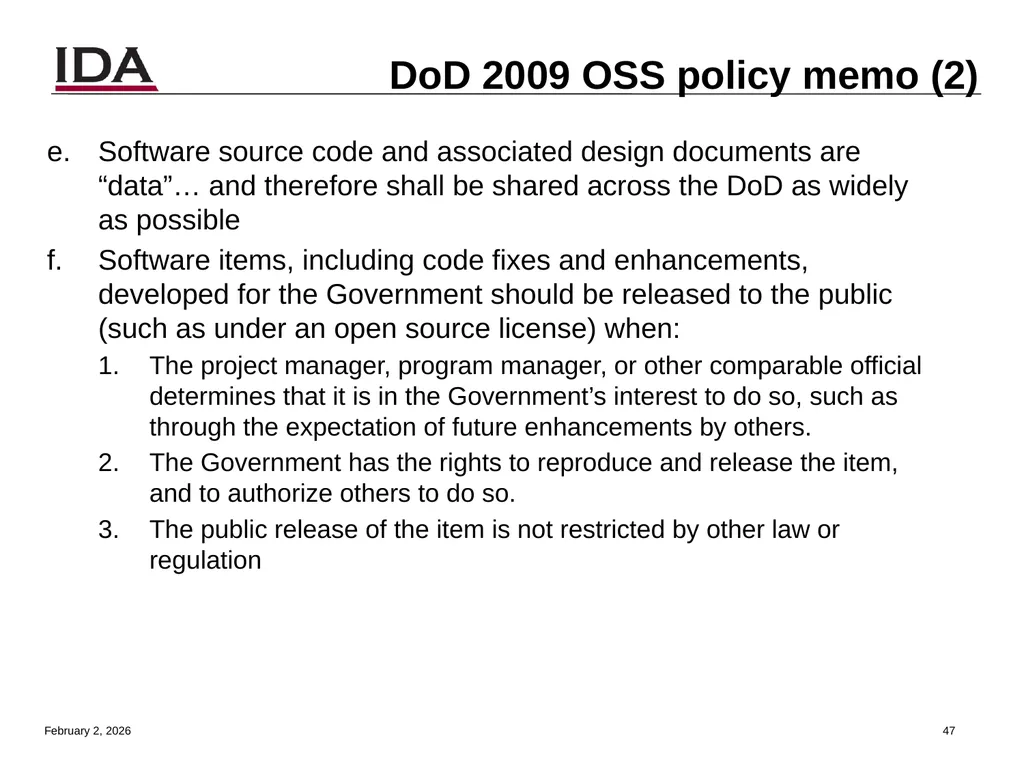 How to Open Source Dr. David A. Wheeler dwheeler @ - slide 47 of 82
